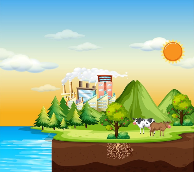 Free vector carbon cycle concept for science education