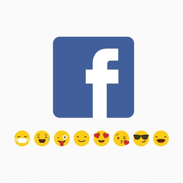 Vettore gratuito facebook logo con emoji set di icone