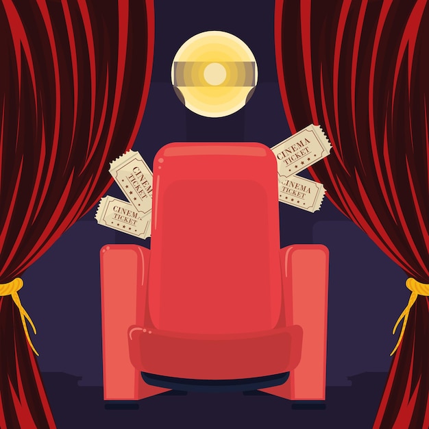 card of cinema chair and tickets