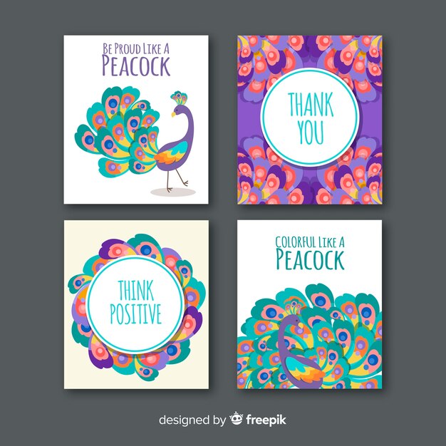 Card collection with elegant peacock designs
