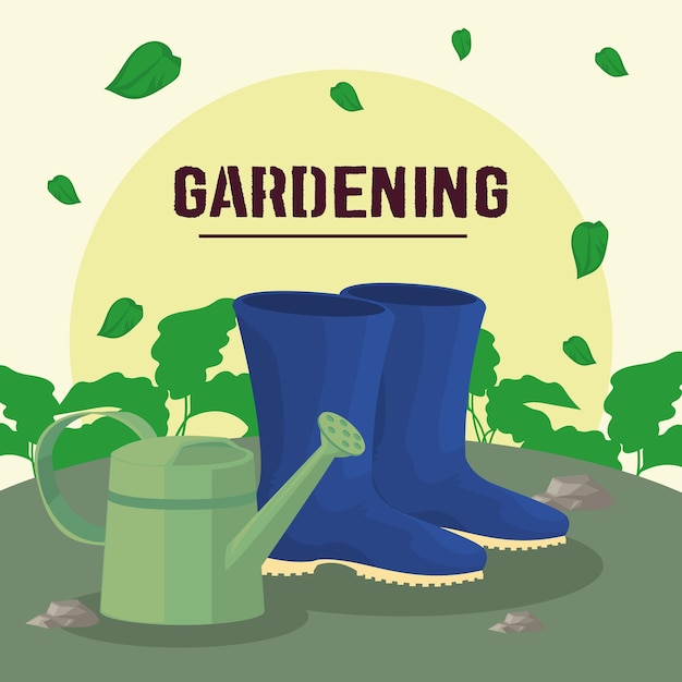 Free vector card of colored gardening items