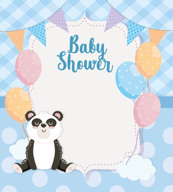 Открытка с изображением милой панды с воздушными шарами