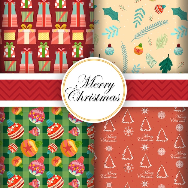 Card design seamless with merry christmas icons