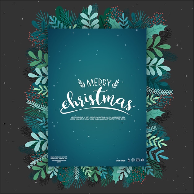 Card design with merry christmas icons
