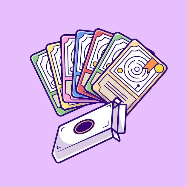 Illustrazione dell'icona vettore del fumetto galleggiante del gioco di carte. oggetto vacanza icona concetto isolato premium
