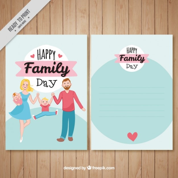 Card of hand drawn enjoyable family