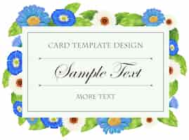 Free vector card template with blue flowers