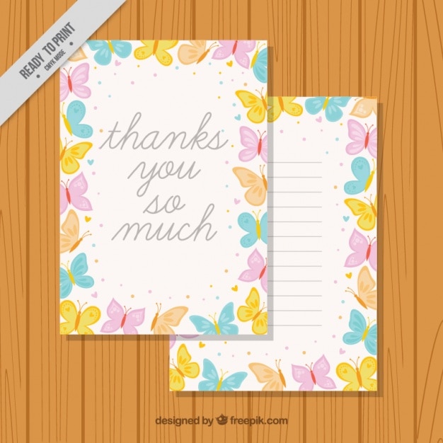 Free vector card template with butterflies border