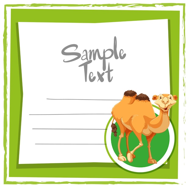 Free vector card template with cute camel