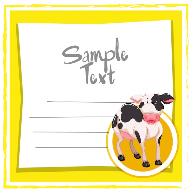 Free vector card template with cute cow