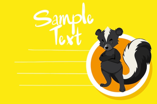 Free vector card template with cute skunk