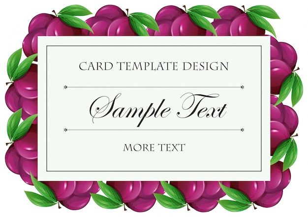 Free vector card template with plum fruit