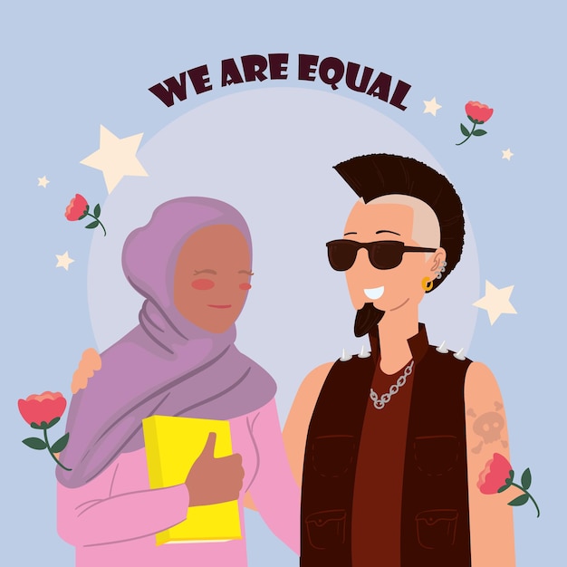 Free vector card of we are eaul with people