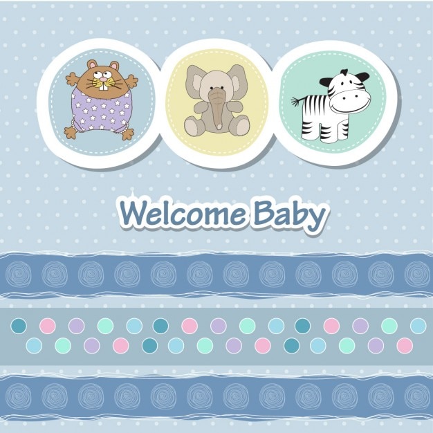 Free vector card with animals for baby shower