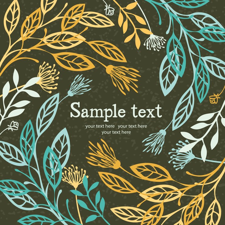 Free Vector card with blue and yellow flowers