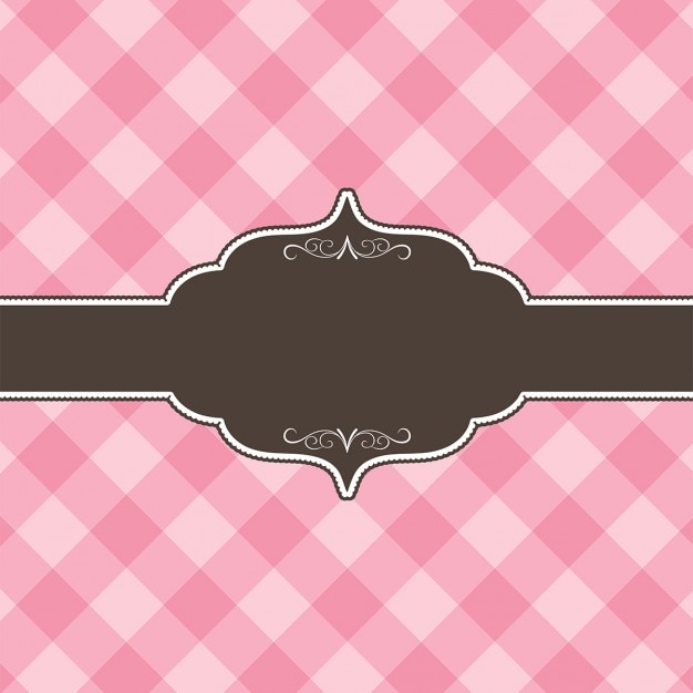 Free vector card with pink checkered background