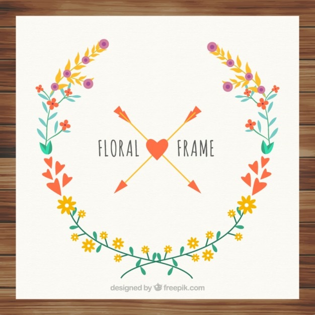 Free vector card with vintage floral wreath