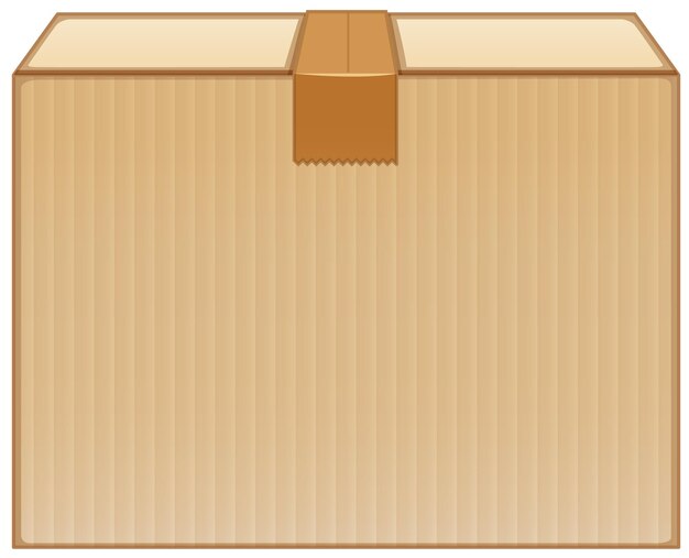 Cardboard box with brown tape on white background