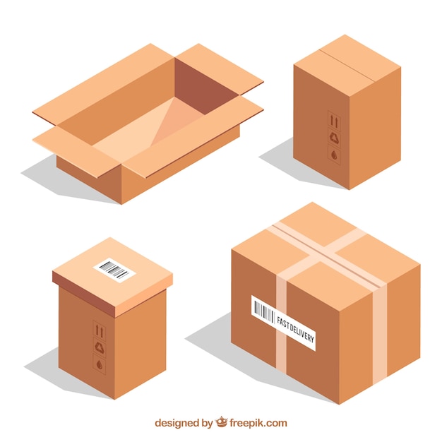 Коллекция картонных коробок для отгрузки в реалистичном стиле