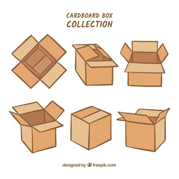 Free vector cardboard boxes collection to shipment