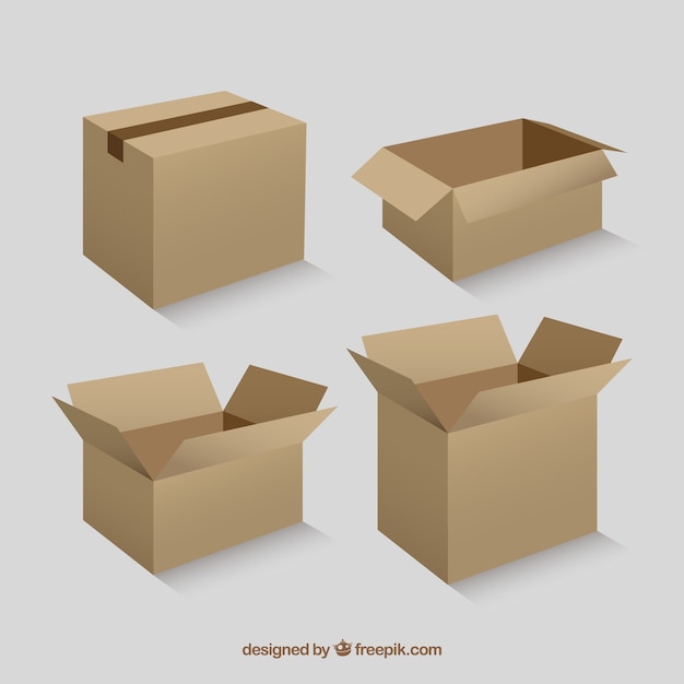 Free vector cardboard boxes collection to shipment