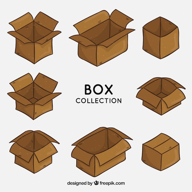 Free vector cardboard boxes collection