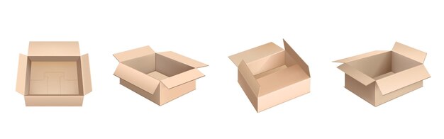 Cardboard boxes mockup 3d vector cargo packages