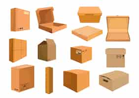 Free vector cardboard boxes set