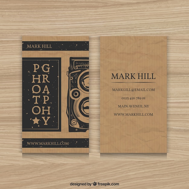 Cardboard photography business card