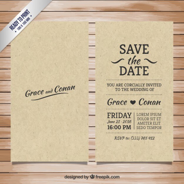 Free vector cardboard wedding invitation