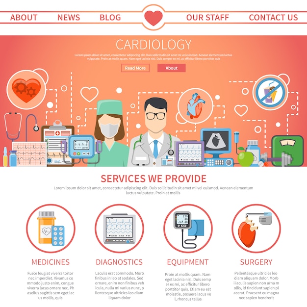 Free vector cardiology flat page