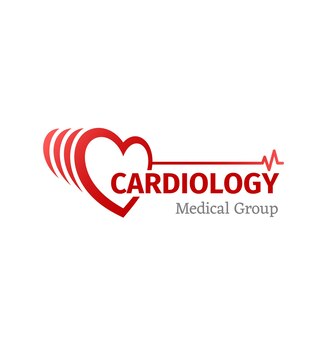 Кардиологическая медицина значок сердца с пульсом, векторной медицинской и кардиологической эмблемой. символ пульса сердца для кардиологического центра, медицинской группы или клиники и больницы для донорства