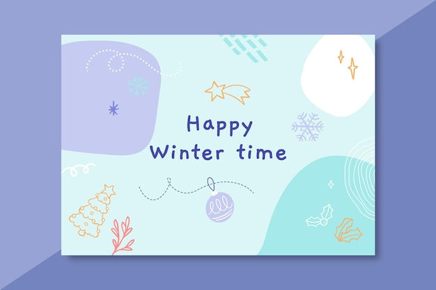 Cards template of doodle colorful winter drawing