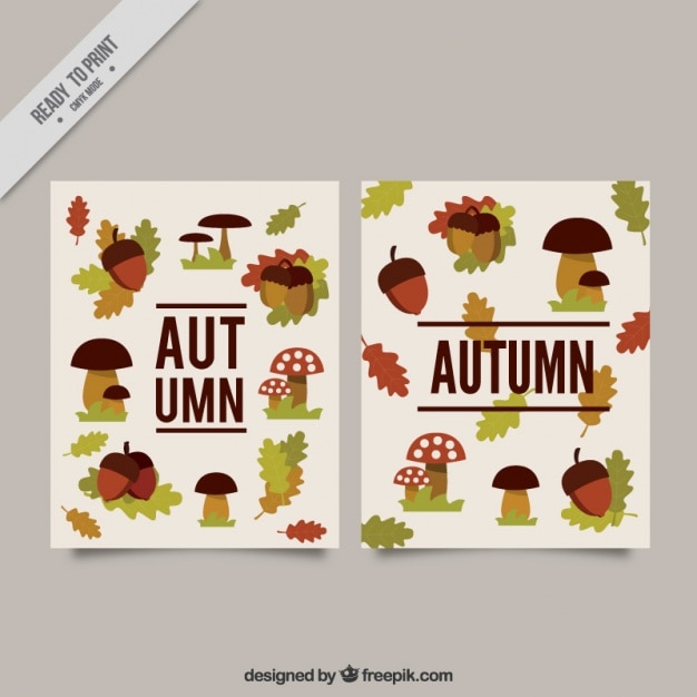 Free vector cards with autumnal decoration