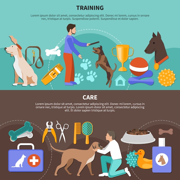 Free vector care for dogs banner collection