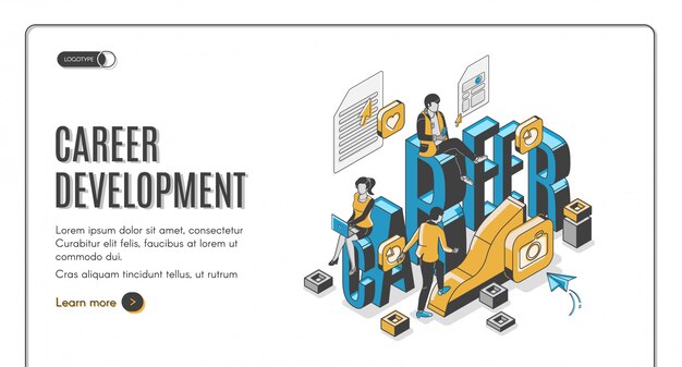 career development isometric landing page