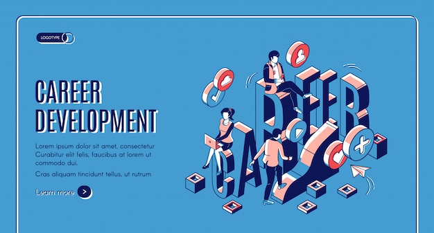 Career development isometric landing page