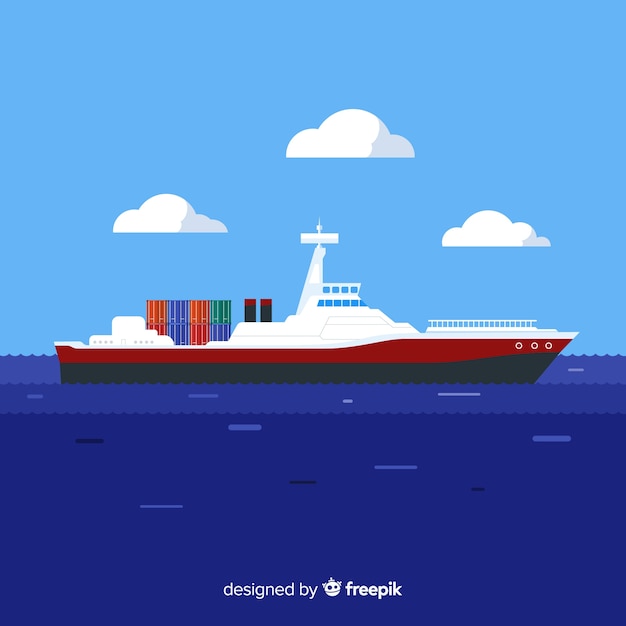 Free vector cargo ship marine engineering concept