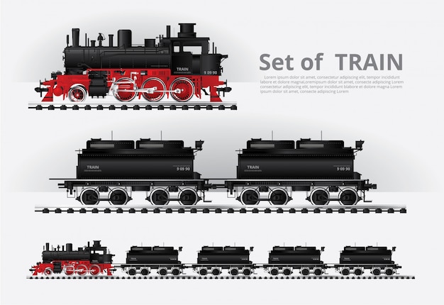 Free vector cargo train on a rail road template