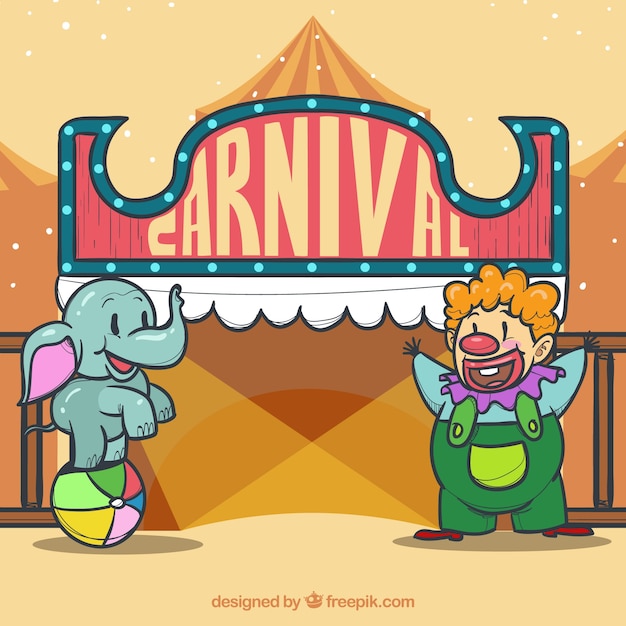 Карнавальный фон с мужчиной и слоном