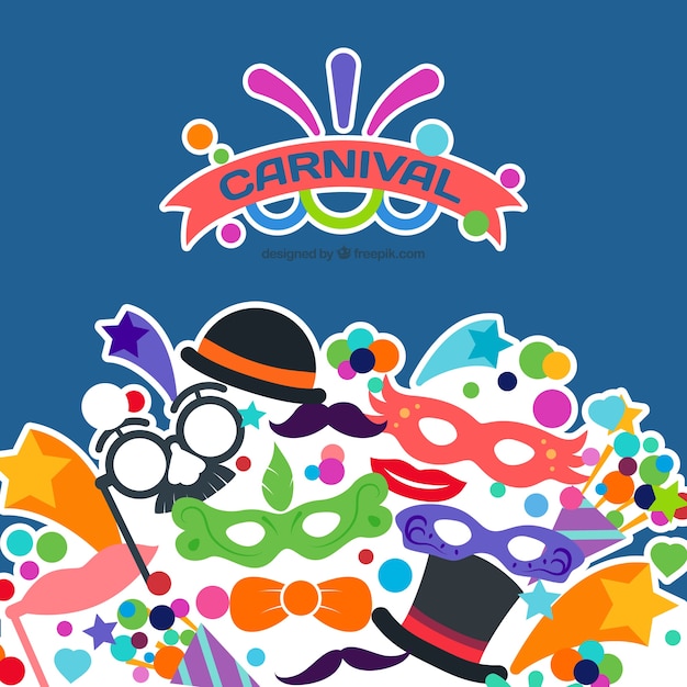 Carnival background with costume icons