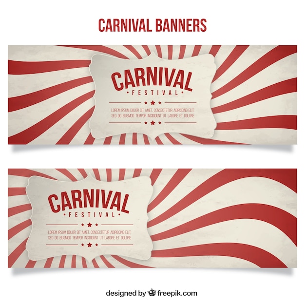 Free vector carnival banners with red and white wavy shapes