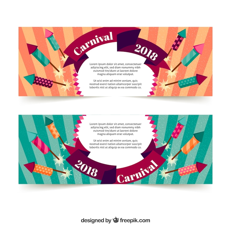Free Vector carnival banners with rockets