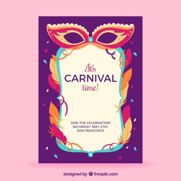Carnival booklet with masks and feathers