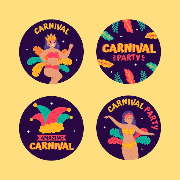 Free vector carnival celebration labels collection