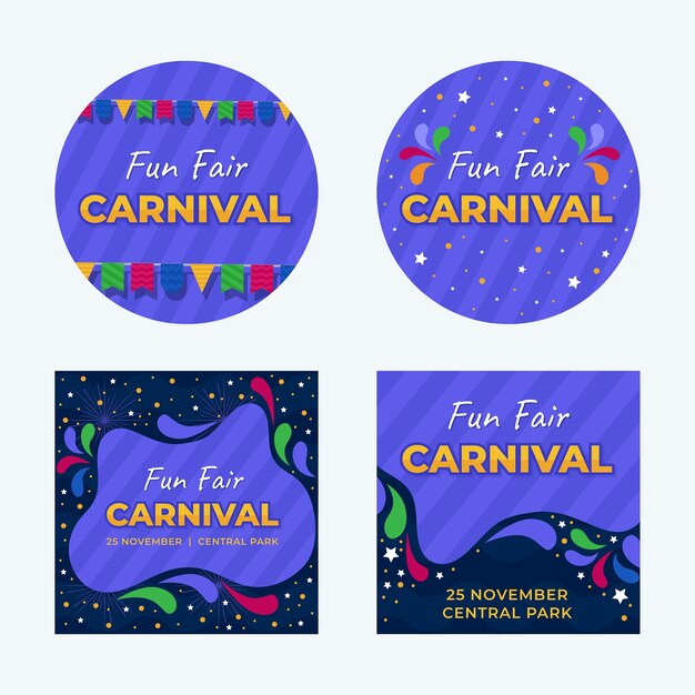 Free vector carnival celebration labels collection