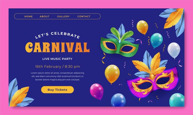carnival celebration landing page template