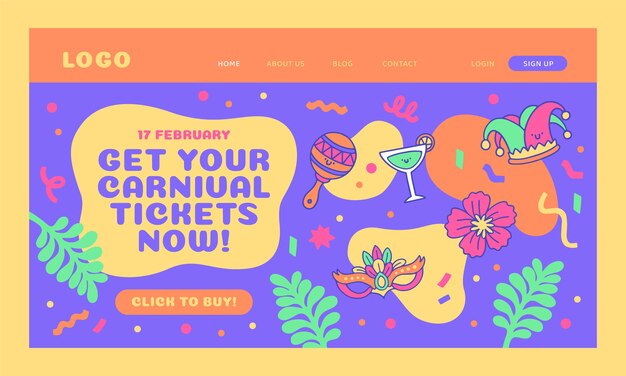 Free vector carnival celebration landing page template