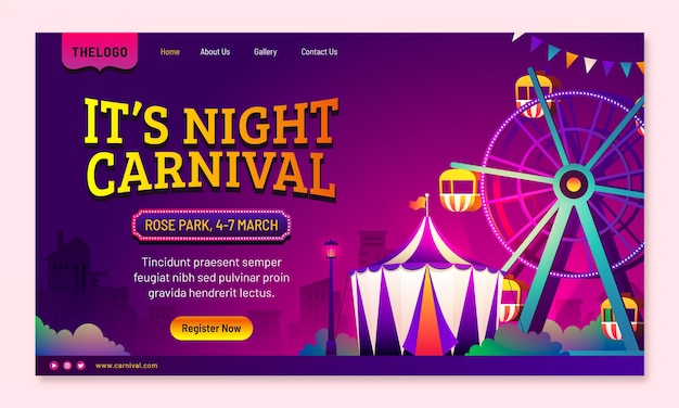 Carnival celebration landing page template