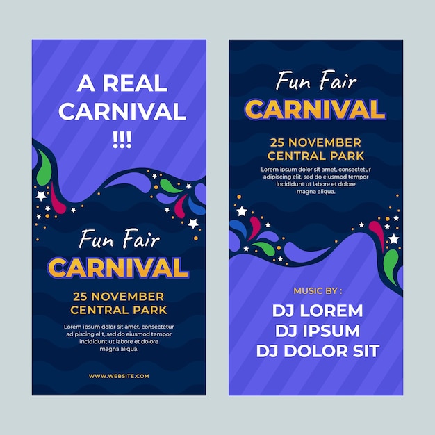 Free vector carnival celebration vertical banners set